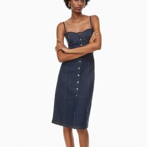 New Aritzia Denim Fourm 90'S Midi Denim Dress Button Up sz M
